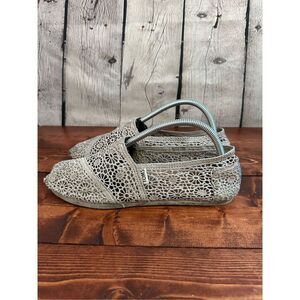 TOMS Alpargata Moroccan Natural Crochet Gray Women’s Size 9.5